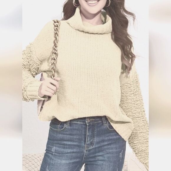 NWT PRETTYGARDEN White Fall Turtleneck Sweater Knit Pullover - Picture 3 of 4